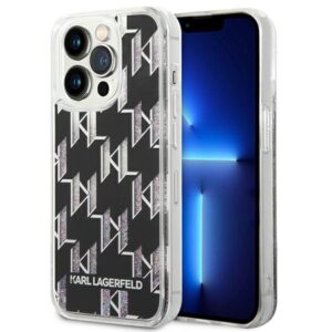 Karl Lagerfeld KLHCP14XLMNMK Liquid Glitter Monogram tok iPhone 14 Pro Max készülékhez – fekete