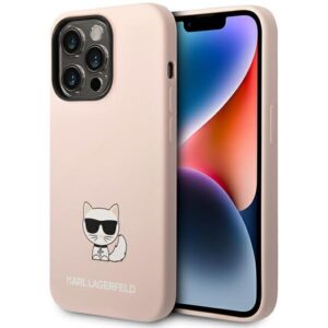 Karl Lagerfeld KLHCP14XSLCTPI szilikon tok iPhone 14 Pro Max készülékhez – világos rózsaszín