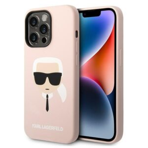 Karl Lagerfeld KLHMP14XSLKHLP iPhone 14 Pro Max szilikon tok – Karl’s Head, világos rózsaszín, MagSafe