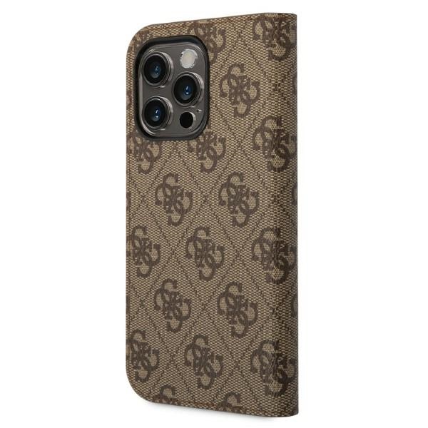iTok webáruház - Guess Guess GUBKP14XHG4SHW 4G Vintage Gold Logo könyvtok iPhone 14 Pro Max 6,7" készülékhez – barna 2 Guess GUBKP14XHG4SHW iPhone 14 Pro Max 6.7 "brown / brown book 4G Vintage Gold Logo