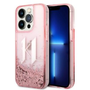 Karl Lagerfeld KLHCP14XLBKLCP Liquid Glitter Big KL tok iPhone 14 Pro Maxhoz – rózsaszín