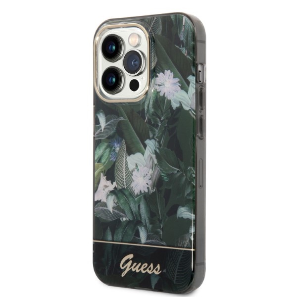 iTok webáruház - Guess Guess Jungle Collection tok iPhone 14 Pro Max készülékhez (zöld) 3 Guess Jungle Collection case for iPhone 14 Pro Max (zöld)