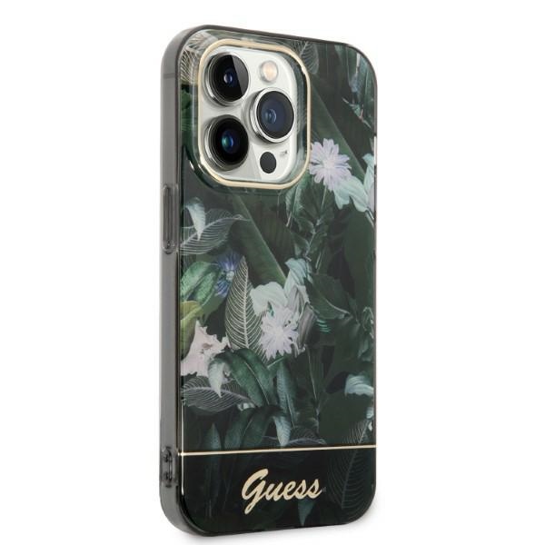iTok webáruház - Guess Guess Jungle Collection tok iPhone 14 Pro Max készülékhez (zöld) 7 Guess Jungle Collection case for iPhone 14 Pro Max (zöld)