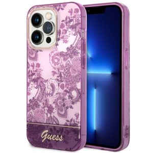 Guess Porcelain Collection tok iPhone 14 Pro Max készülékhez (fukszia)