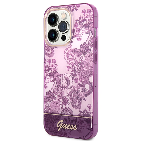 iTok webáruház - Guess Guess Porcelain Collection tok iPhone 14 Pro Max készülékhez (fukszia) 2 Guess Porcelain Collection case for iPhone 14 Pro Max (fukszia)