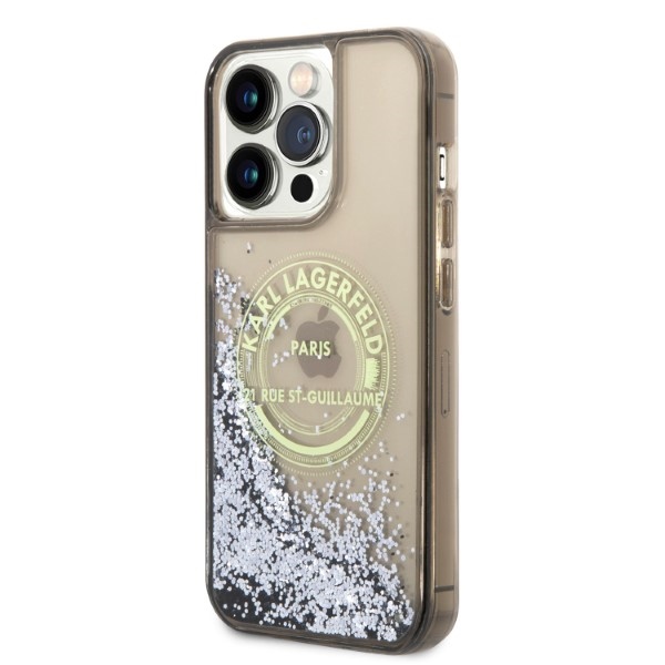iTok webáruház - Karl Lagerfeld Karl Lagerfeld Liquid Glitter RSG tok iPhone 14 Pro Max készülékhez (fekete) 2 Karl Lagerfeld Liquid Glitter RSG case for iPhone 14 Pro Max (fekete)