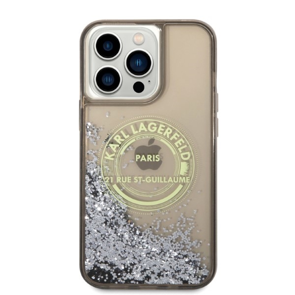 iTok webáruház - Karl Lagerfeld Karl Lagerfeld Liquid Glitter RSG tok iPhone 14 Pro Max készülékhez (fekete) 3 Karl Lagerfeld Liquid Glitter RSG case for iPhone 14 Pro Max (fekete)