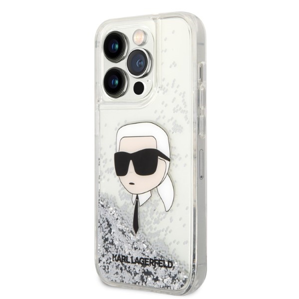 iTok webáruház - Karl Lagerfeld Karl Lagerfeld Liquid Glitter Karl’s Head tok iPhone 14 Pro Max készülékhez (ezüst) 2 Karl Lagerfeld Glitter Karl's Head case for iPhone 14 Pro Max (ezüst)