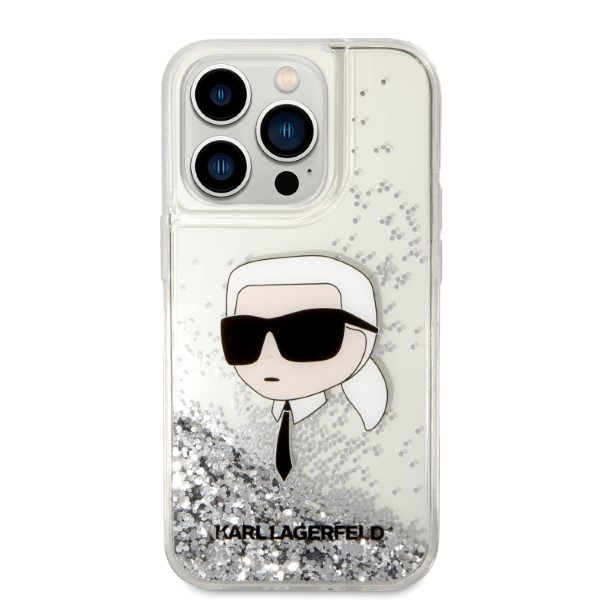 iTok webáruház - Karl Lagerfeld Karl Lagerfeld Liquid Glitter Karl’s Head tok iPhone 14 Pro Max készülékhez (ezüst) 3 Karl Lagerfeld Glitter Karl's Head case for iPhone 14 Pro Max (ezüst)