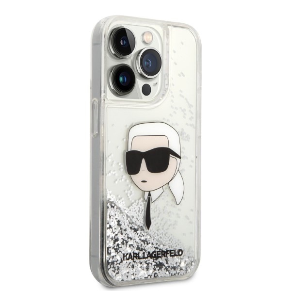 iTok webáruház - Karl Lagerfeld Karl Lagerfeld Liquid Glitter Karl’s Head tok iPhone 14 Pro Max készülékhez (ezüst) 4 Karl Lagerfeld Glitter Karl's Head case for iPhone 14 Pro Max (ezüst)