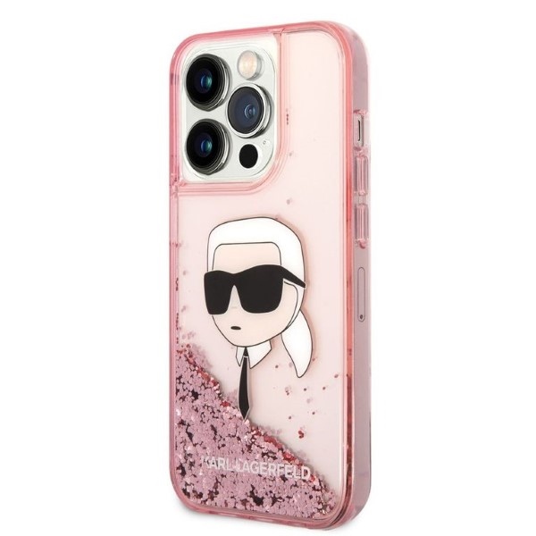 iTok webáruház - Karl Lagerfeld Karl Lagerfeld Liquid Glitter Karl's Head tok iPhone 14 Pro Max készülékhez (rózsaszín) 2 Karl Lagerfeld Glitter Karl's Head case for iPhone 14 Pro Max (rózsaszín)