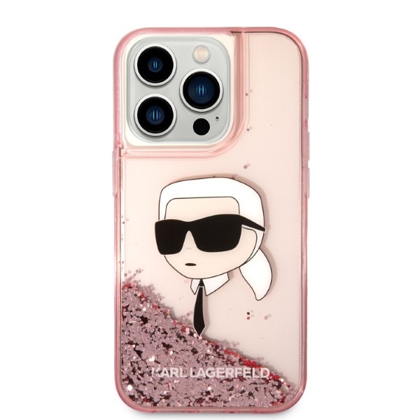 iTok webáruház - Karl Lagerfeld Karl Lagerfeld Liquid Glitter Karl's Head tok iPhone 14 Pro Max készülékhez (rózsaszín) 3 Karl Lagerfeld Glitter Karl's Head case for iPhone 14 Pro Max (rózsaszín)