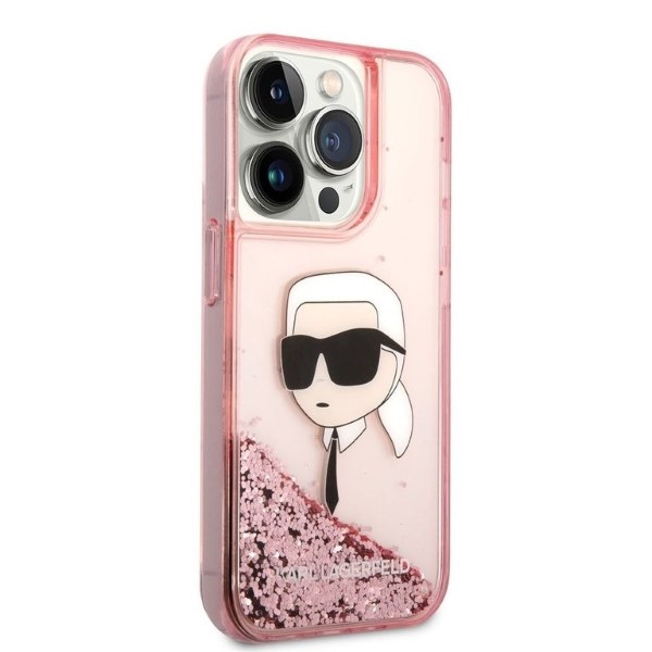 iTok webáruház - Karl Lagerfeld Karl Lagerfeld Liquid Glitter Karl's Head tok iPhone 14 Pro Max készülékhez (rózsaszín) 4 Karl Lagerfeld Glitter Karl's Head case for iPhone 14 Pro Max (rózsaszín)