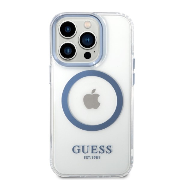 iTok webáruház - Guess Guess GUHMP14XHTRMB iPhone 14 Pro Max tok – Metal Outline MagSafe, kék 3 Guess GUHMP14XHTRMB iPhone 14 Pro Max 6.7" blue/blue hard case Metal Outline Magsafe