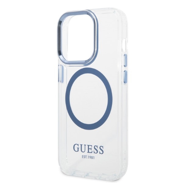 iTok webáruház - Guess Guess GUHMP14XHTRMB iPhone 14 Pro Max tok – Metal Outline MagSafe, kék 6 Guess GUHMP14XHTRMB iPhone 14 Pro Max 6.7" blue/blue hard case Metal Outline Magsafe