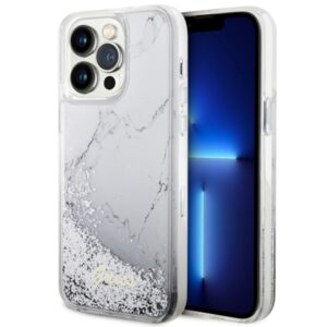 Guess GUHCP14XLCSGSGH iPhone 14 Pro Max 6,7″ fehér keménytok – Liquid Glitter Marble