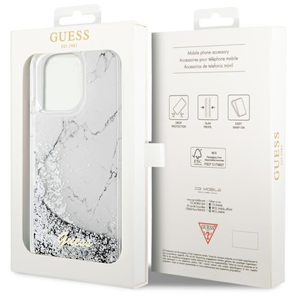 iTok webáruház - Guess Guess GUHCP14XLCSGSGH iPhone 14 Pro Max 6,7" fehér keménytok – Liquid Glitter Marble 8 Guess GUHCP14XLCSGSGH iPhone 14 Pro Max 6.7" white/white hardcase Liquid Glitter Marble
