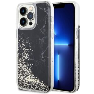 Guess GUHCP14XLCSGSGK Liquid Glitter Marble tok iPhone 14 Pro Max készülékhez, fekete