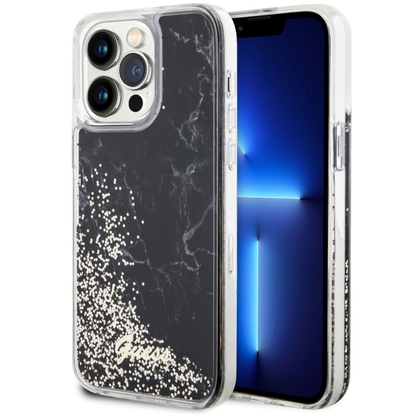 iTok webáruház - Guess Guess GUHCP14XLCSGSGK Liquid Glitter Marble tok iPhone 14 Pro Max készülékhez, fekete 1 Guess GUHCP14XLCSGSGK iPhone 14 Pro Max 6.7" black/black hardcase Liquid Glitter Marble