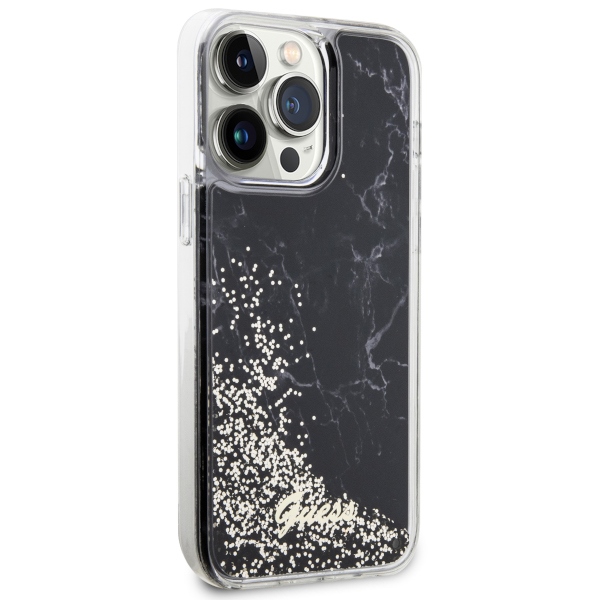 iTok webáruház - Guess Guess GUHCP14XLCSGSGK Liquid Glitter Marble tok iPhone 14 Pro Max készülékhez, fekete 4 Guess GUHCP14XLCSGSGK iPhone 14 Pro Max 6.7" black/black hardcase Liquid Glitter Marble