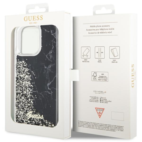 iTok webáruház - Guess Guess GUHCP14XLCSGSGK Liquid Glitter Marble tok iPhone 14 Pro Max készülékhez, fekete 8 Guess GUHCP14XLCSGSGK iPhone 14 Pro Max 6.7" black/black hardcase Liquid Glitter Marble