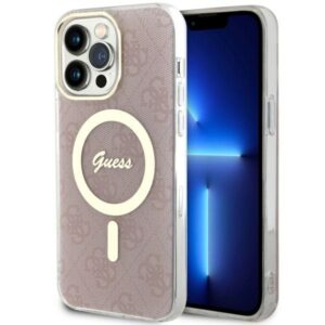 Guess 4G MagSafe tok iPhone 14 Pro Max készülékhez (rózsaszín)