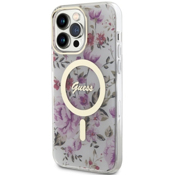 iTok webáruház - Guess Guess GUHMP14XHCFWST Flower MagSafe tok iPhone 14 Pro Max készülékhez 2 Guess GUHMP14XHCFWST iPhone 14 Pro Max 6.7" transparent hardcase Flower MagSafe