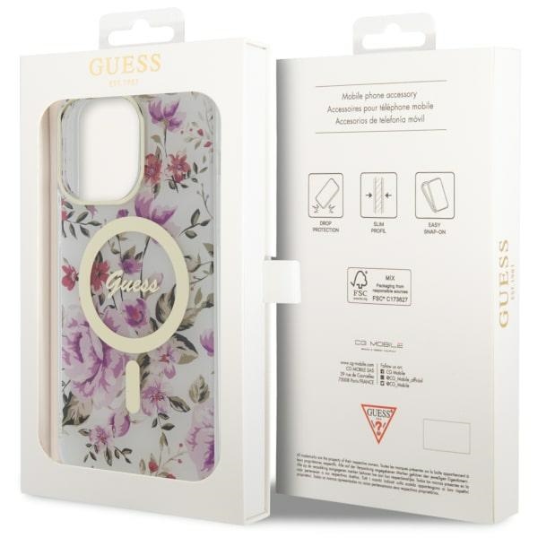 iTok webáruház - Guess Guess GUHMP14XHCFWST Flower MagSafe tok iPhone 14 Pro Max készülékhez 8 Guess GUHMP14XHCFWST iPhone 14 Pro Max 6.7" transparent hardcase Flower MagSafe