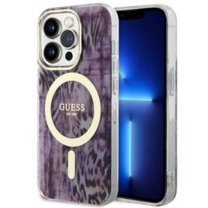 Guess GUHMP14XHLEOPWP Leopard MagSafe tok iPhone 14 Pro Max készülékhez, rózsaszín