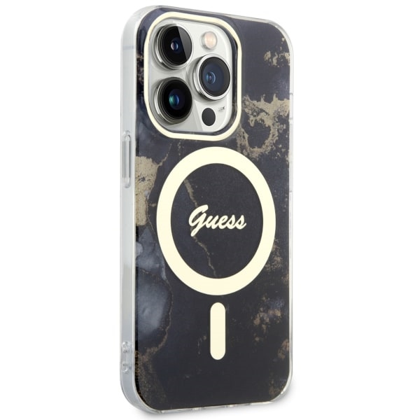 iTok webáruház - Guess Guess GUHMP14XHTMRSK Golden Marble MagSafe tok iPhone 14 Pro Max 6,7 hüvelykes készülékhez 4 Guess GUHMP14XHTMRSK iPhone 14 Pro Max 6.7" black/black hardcase Golden Marble MagSafe