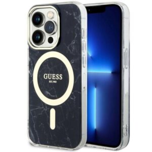 Guess GUHMP14XPCUMAK iPhone 14 Pro Max Marble MagSafe keménytok – fekete
