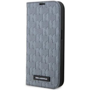 Karl Lagerfeld KLBKP14XSAKLHPG Saffiano Monogram könyvtok iPhone 14 Pro Max készülékhez, ezüst