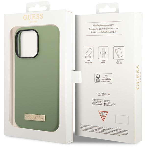 iTok webáruház - Guess Guess Silicone Logo Plate MagSafe tok iPhone 14 Pro Max készülékhez (zöld) 8 Guess Silicone Logo Plate MagSafe case for iPhone 14 Pro Max (zöld)
