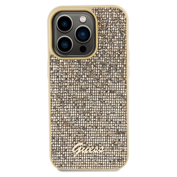 iTok webáruház - Guess Guess Disco Metal Script tok iPhone 14 Pro Max készülékhez (arany) 3 Guess Disco Metal Script case for iPhone 14 Pro Max (arany)