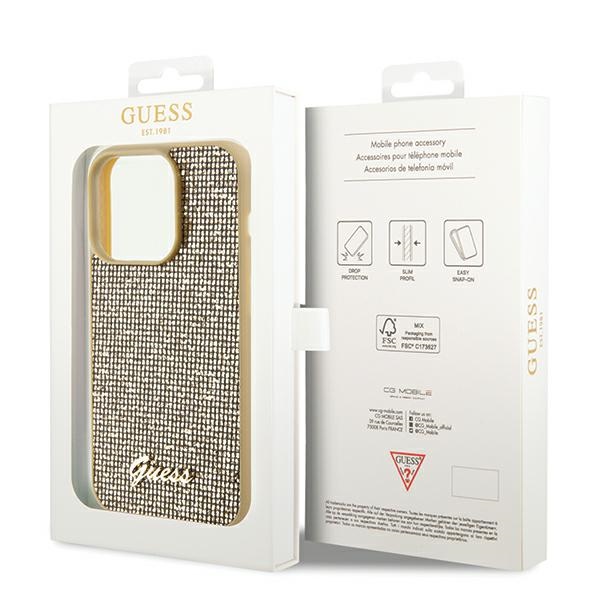 iTok webáruház - Guess Guess Disco Metal Script tok iPhone 14 Pro Max készülékhez (arany) 8 Guess Disco Metal Script case for iPhone 14 Pro Max (arany)