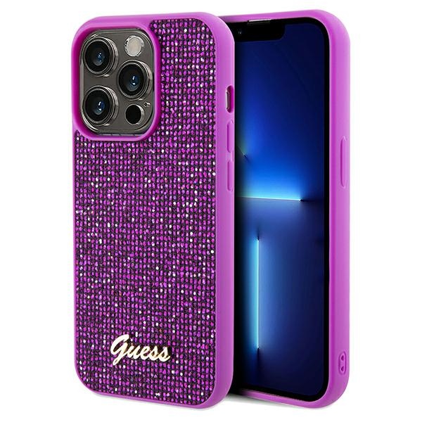 iTok webáruház - Guess Guess Disco Metal Script tok iPhone 14 Pro Max készülékhez (fukszia) 1 Guess Disco Metal Script case for iPhone 14 Pro Max (fukszia)