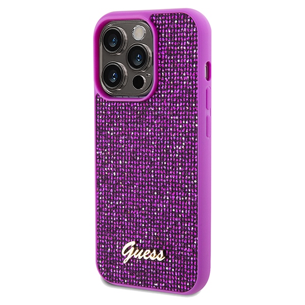 iTok webáruház - Guess Guess Disco Metal Script tok iPhone 14 Pro Max készülékhez (fukszia) 2 Guess Disco Metal Script case for iPhone 14 Pro Max (fukszia)