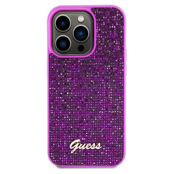 iTok webáruház - Guess Guess Disco Metal Script tok iPhone 14 Pro Max készülékhez (fukszia) 3 Guess Disco Metal Script case for iPhone 14 Pro Max (fukszia)