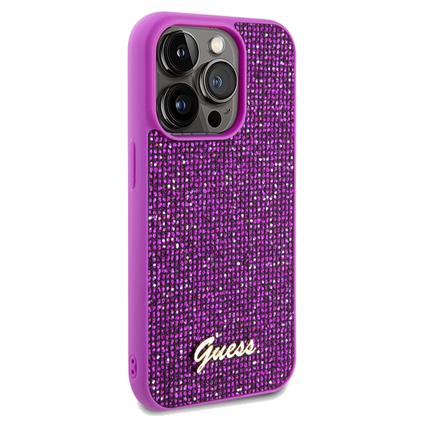 iTok webáruház - Guess Guess Disco Metal Script tok iPhone 14 Pro Max készülékhez (fukszia) 4 Guess Disco Metal Script case for iPhone 14 Pro Max (fukszia)