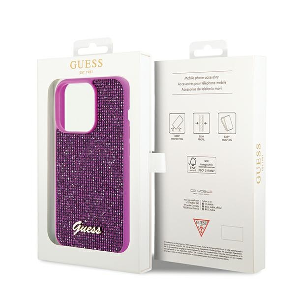 iTok webáruház - Guess Guess Disco Metal Script tok iPhone 14 Pro Max készülékhez (fukszia) 8 Guess Disco Metal Script case for iPhone 14 Pro Max (fukszia)