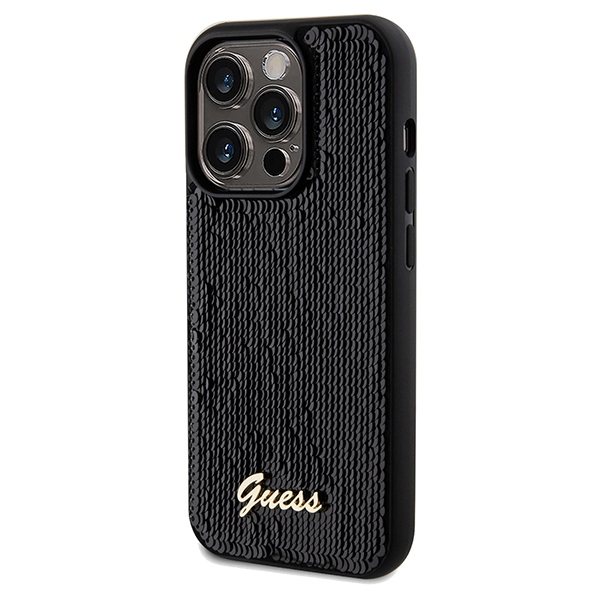 iTok webáruház - Guess Guess Sequin Script Metal tok iPhone 14 Pro Max készülékhez (fekete) 2 Guess Sequin Script Metal case for iPhone 14 Pro Max (fekete)
