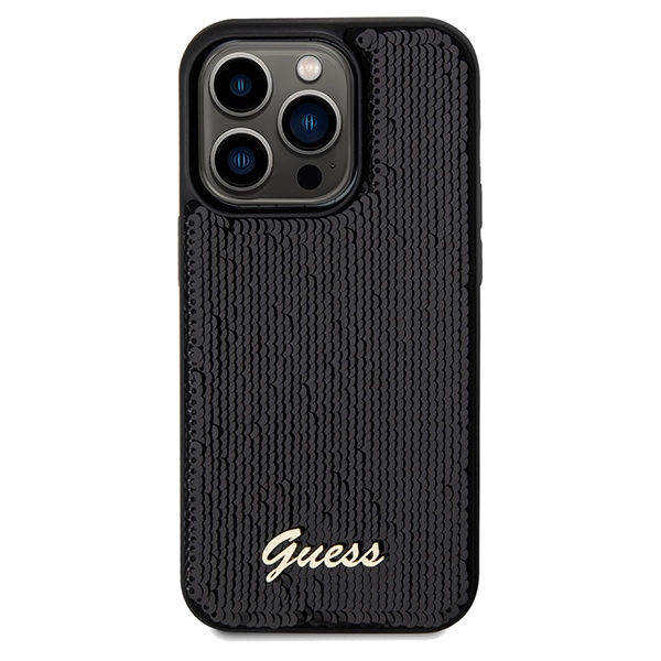 iTok webáruház - Guess Guess Sequin Script Metal tok iPhone 14 Pro Max készülékhez (fekete) 3 Guess Sequin Script Metal case for iPhone 14 Pro Max (fekete)