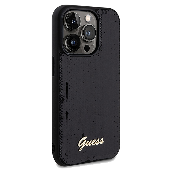 iTok webáruház - Guess Guess Sequin Script Metal tok iPhone 14 Pro Max készülékhez (fekete) 4 Guess Sequin Script Metal case for iPhone 14 Pro Max (fekete)