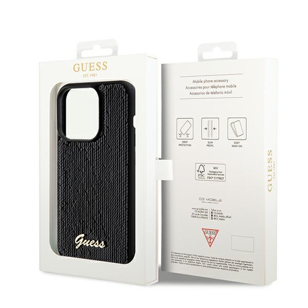 iTok webáruház - Guess Guess Sequin Script Metal tok iPhone 14 Pro Max készülékhez (fekete) 8 Guess Sequin Script Metal case for iPhone 14 Pro Max (fekete)