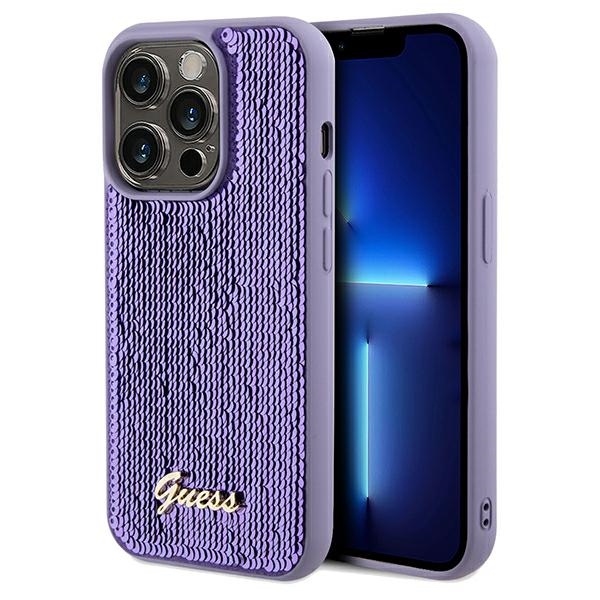 iTok webáruház - Guess Guess Sequin Script Metal tok iPhone 14 Pro Max készülékhez (lila) 1 Guess Sequin Script Metal case for iPhone 14 Pro Max (lila)