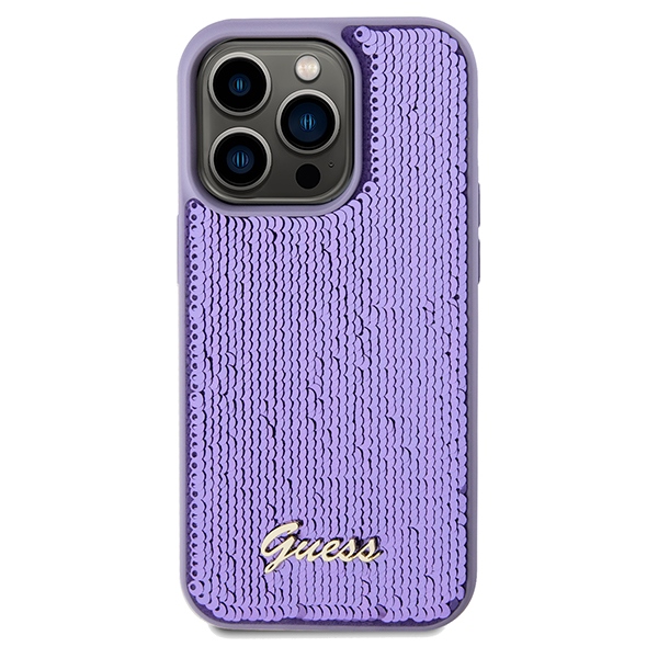 iTok webáruház - Guess Guess Sequin Script Metal tok iPhone 14 Pro Max készülékhez (lila) 3 Guess Sequin Script Metal case for iPhone 14 Pro Max (lila)