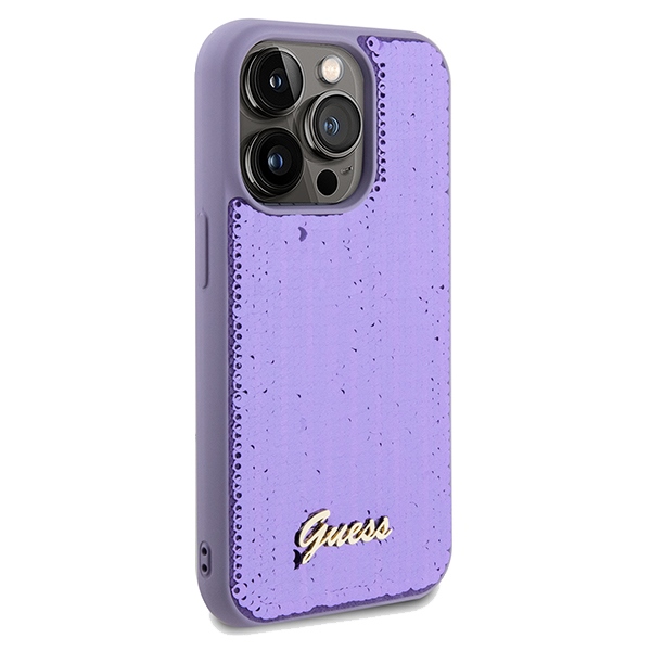 iTok webáruház - Guess Guess Sequin Script Metal tok iPhone 14 Pro Max készülékhez (lila) 4 Guess Sequin Script Metal case for iPhone 14 Pro Max (lila)