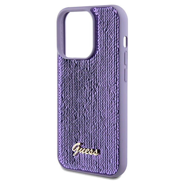 iTok webáruház - Guess Guess Sequin Script Metal tok iPhone 14 Pro Max készülékhez (lila) 6 Guess Sequin Script Metal case for iPhone 14 Pro Max (lila)