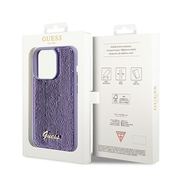 iTok webáruház - Guess Guess Sequin Script Metal tok iPhone 14 Pro Max készülékhez (lila) 8 Guess Sequin Script Metal case for iPhone 14 Pro Max (lila)