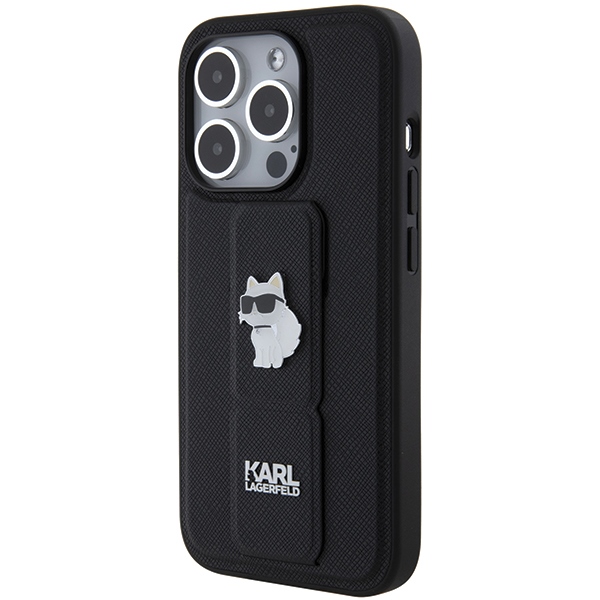 iTok webáruház - Karl Lagerfeld Karl Lagerfeld Gripstand Saffiano Choupette Pins tok iPhone 14 Pro Max készülékhez (fekete) 2 Karl Lagerfeld Gripstand Saffiano Choupette Pins case for iPhone 14 Pro Max (fekete)
